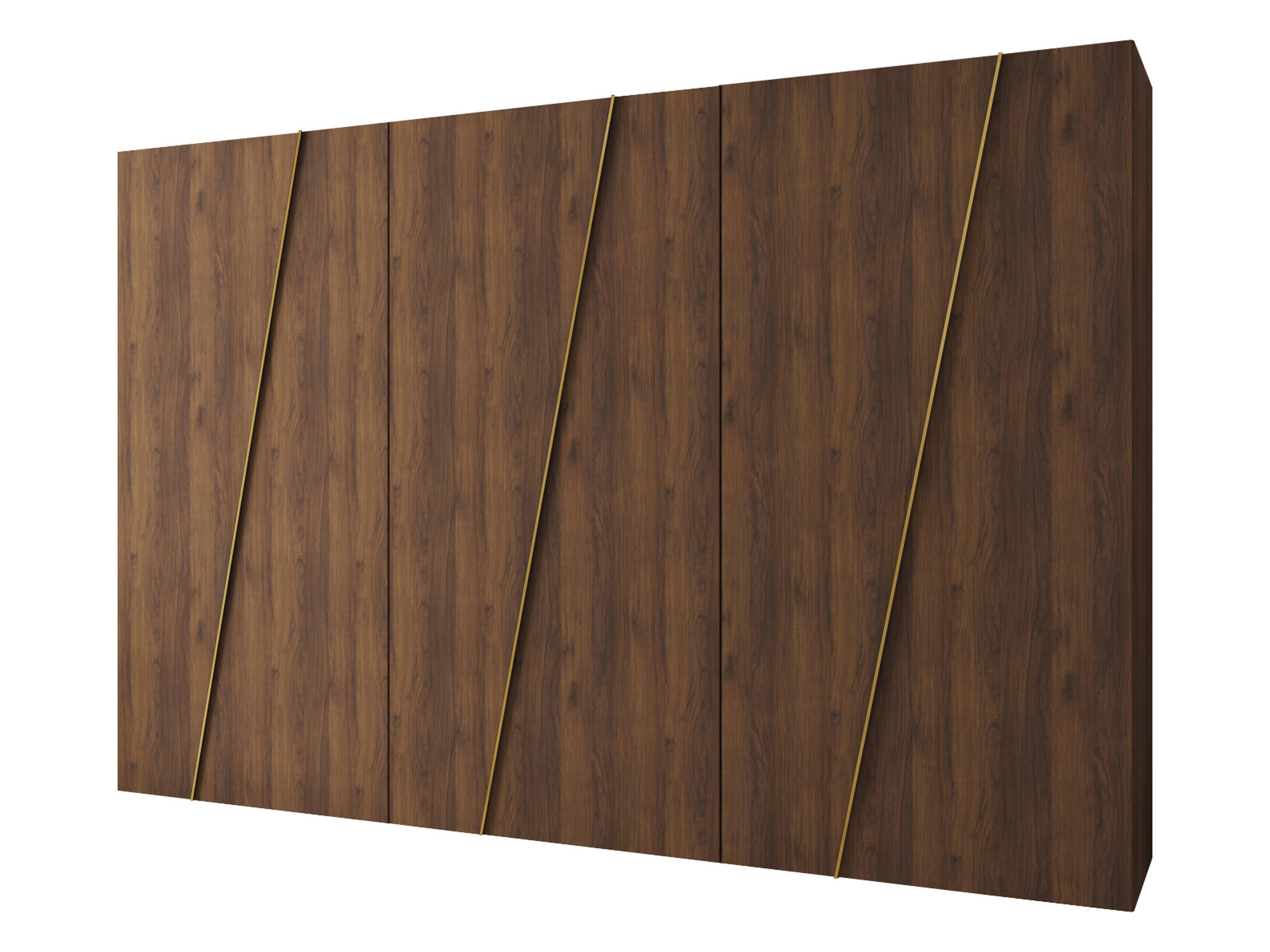 Mirjan24 Drehtürenschrank Nussbaum, Gold 300x202x50 cm