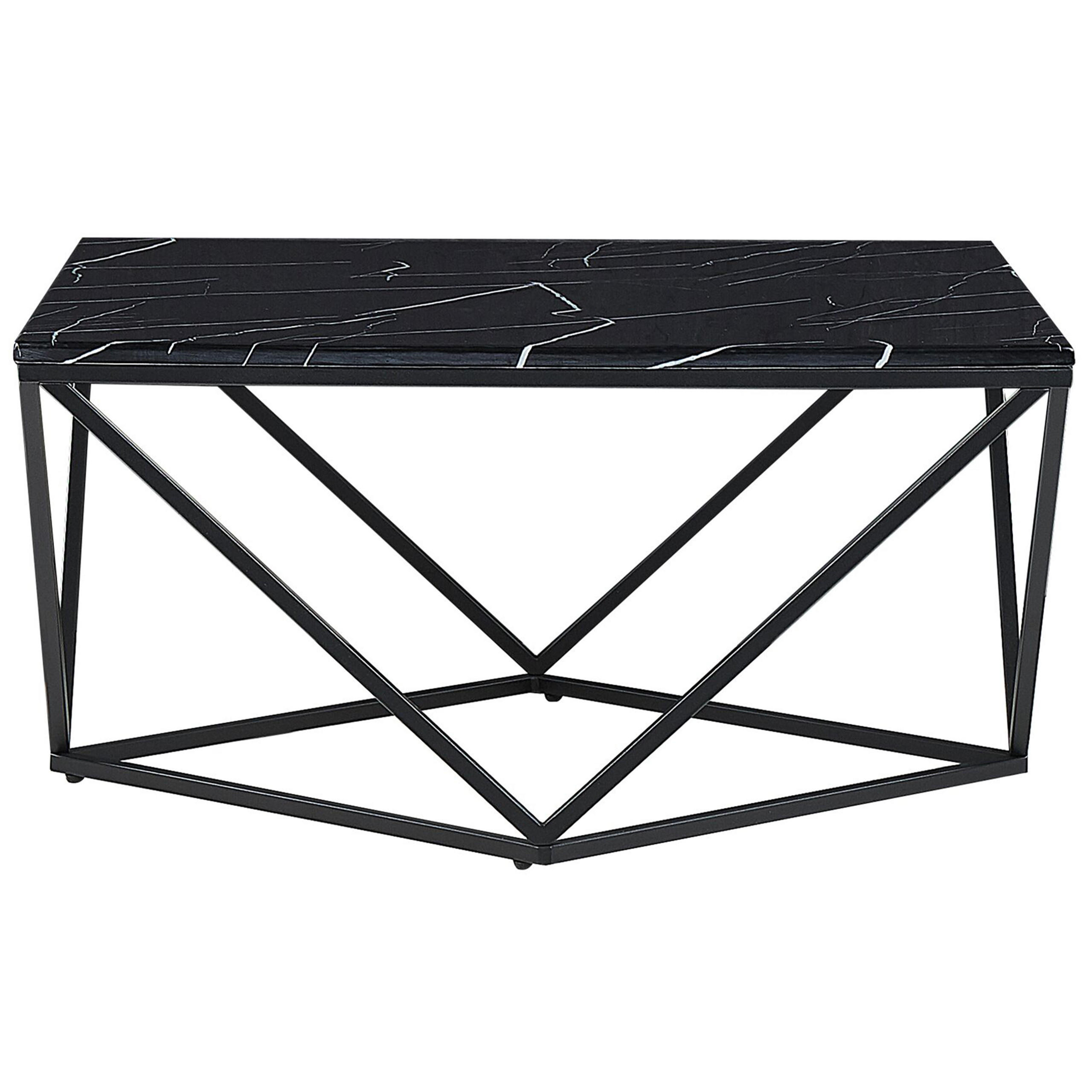 COUCHTISCH Marmor Optik schwarz quadratisch 80/80 cm Malibu - Schwarz, Holzwerkstoff (80/80/40cm) - Beliani