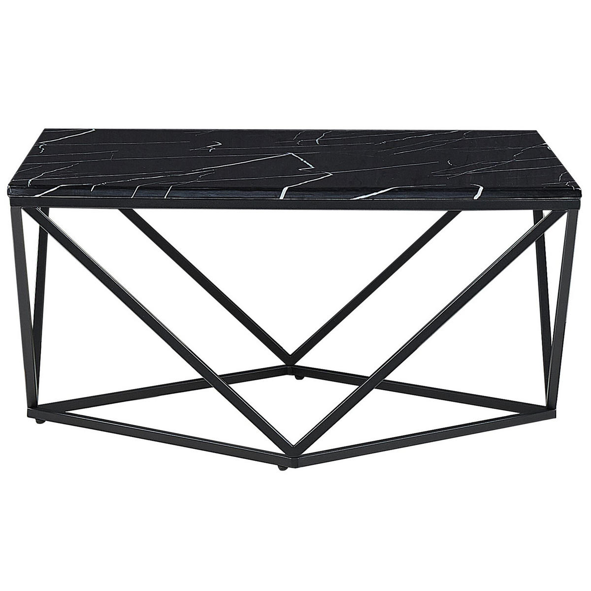 COUCHTISCH Marmor Optik schwarz quadratisch 80/80 cm Malibu - Schwarz, Holzwerkstoff (80/80/40cm) - Beliani