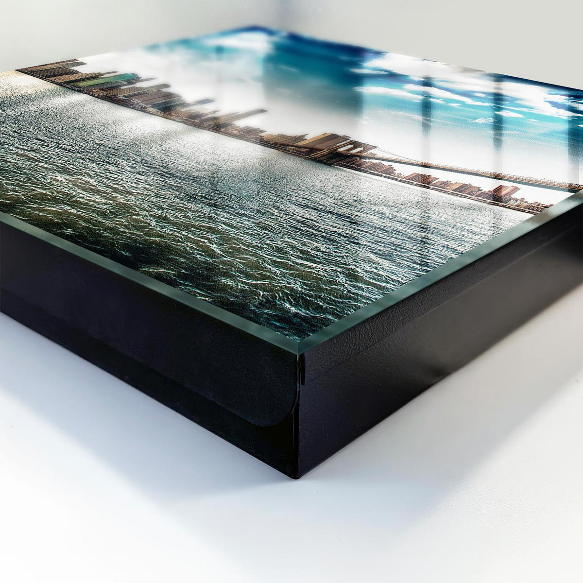 SCHLÜSSELBOX Schwarz 30x30 cm- Türöffnung nach rechts - Stadtpanorama - Blau, Metall (30/30/5cm) - TULUP