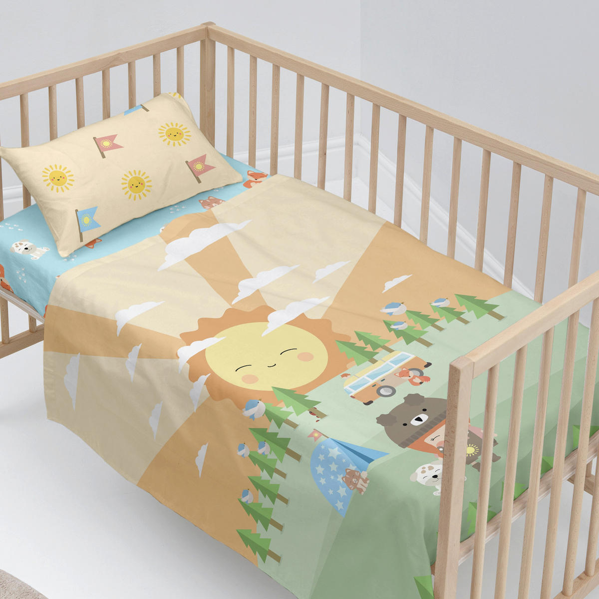 BETTWÄSCHE 2er-Set teiliges camping 120x180 cm (kinderbett) mehrfarbig - Multicolor, Textil (120/180cm) - Happy Friday