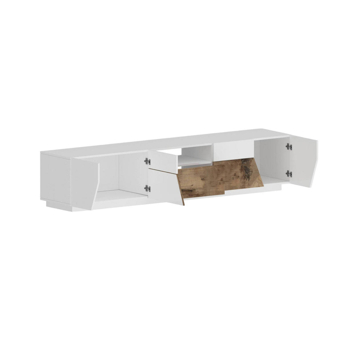 FERNSEHSCHRANK Glänzendes Weiß, Ahorn 43/220/46 cm - Ahornfarben/Weiß, Holzwerkstoff (220/46/43cm) - DMORA