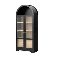 HIGHBOARD DE-38324 76/40/180 cm mit transparentem Glas und 2 Schubladen Schwarz - Schwarz, Holzwerkstoff (76.2/180/40.1cm) - ComfortXL