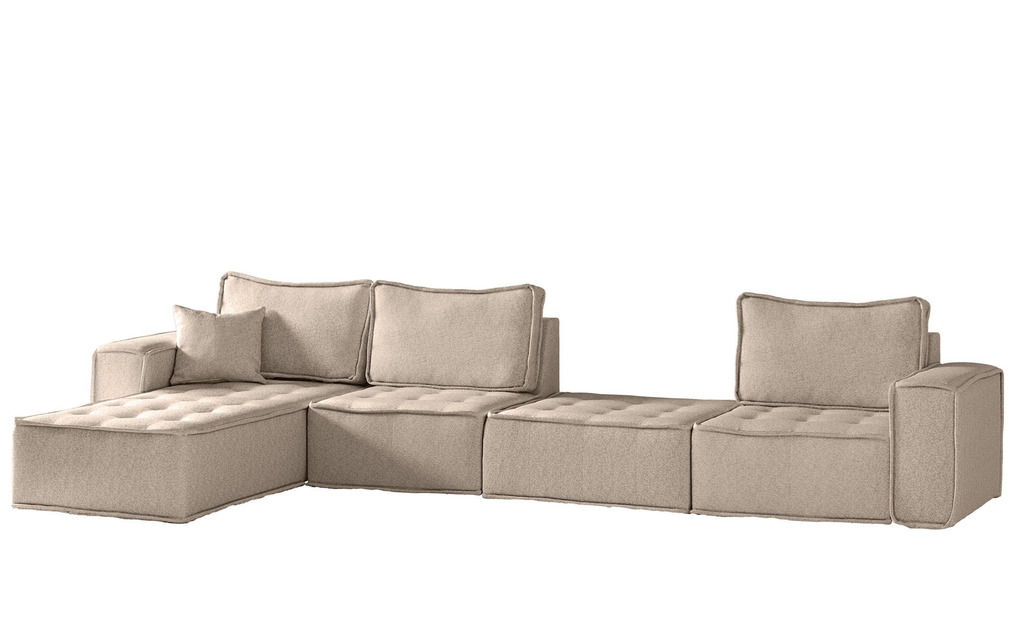 ECKSOFA Sande Xl In Alpine - Hellbraun, Holzwerkstoff/Textil (372/192cm) - Fun Möbel