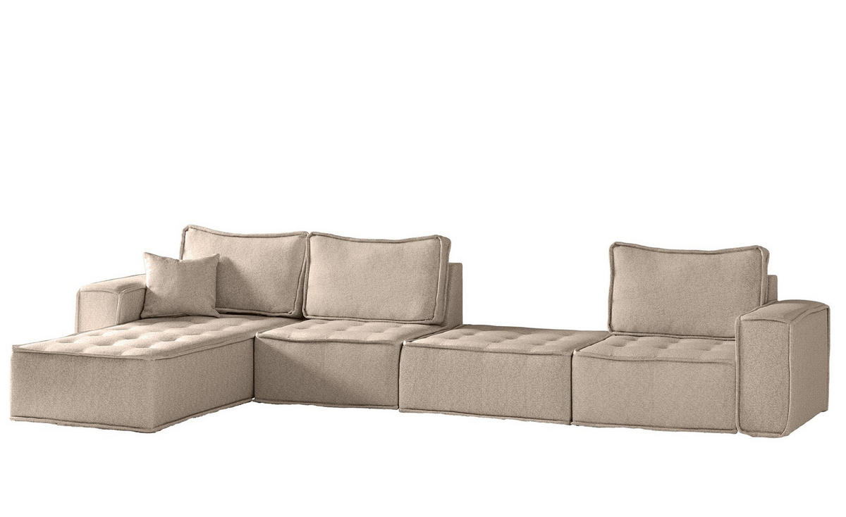 ECKSOFA Sande Xl In Alpine - Hellbraun, Holzwerkstoff/Textil (372/192cm) - Fun Möbel