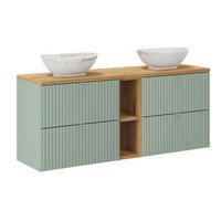 DOPPELWASCHTISCH 140.4cm Jade Grün und Holz - Grün, Holzwerkstoff (140.4/59/40cm) - Petits-meubles