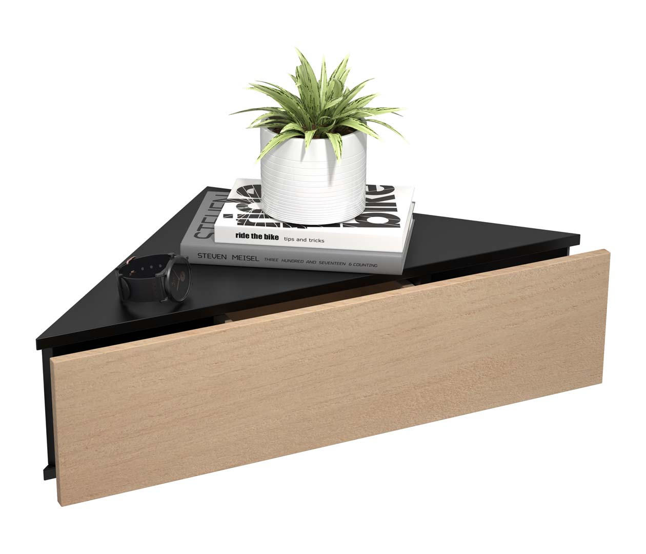 NACHTKÄSTCHEN 60/15/42,4 cm  in Schwarz, Honigeiche  - Honigeiche/Schwarz, MODERN, Holzwerkstoff (60/15/42,4cm) - MID.YOU