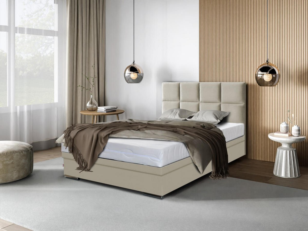 BOXBETT Sizilien 160x200 cm mit Bettkasten, beige - Beige, Kunststoff (160/200cm) - Margaret Hadas24