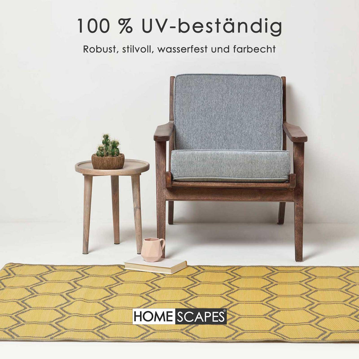 OUTDOORTEPPICH Wabenmuster 122/182 cm - Gelb, Kunststoff (122/182cm) - Homescapes