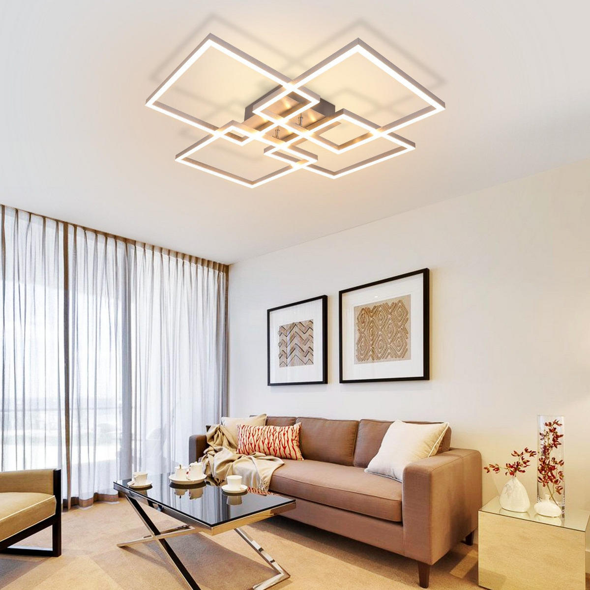 LED-DECKENLEUCHTE Marable 72.4/72.4/7.3 cm - Silberfarben, Metall (72.4/72.4/7.3cm) - Nettlife