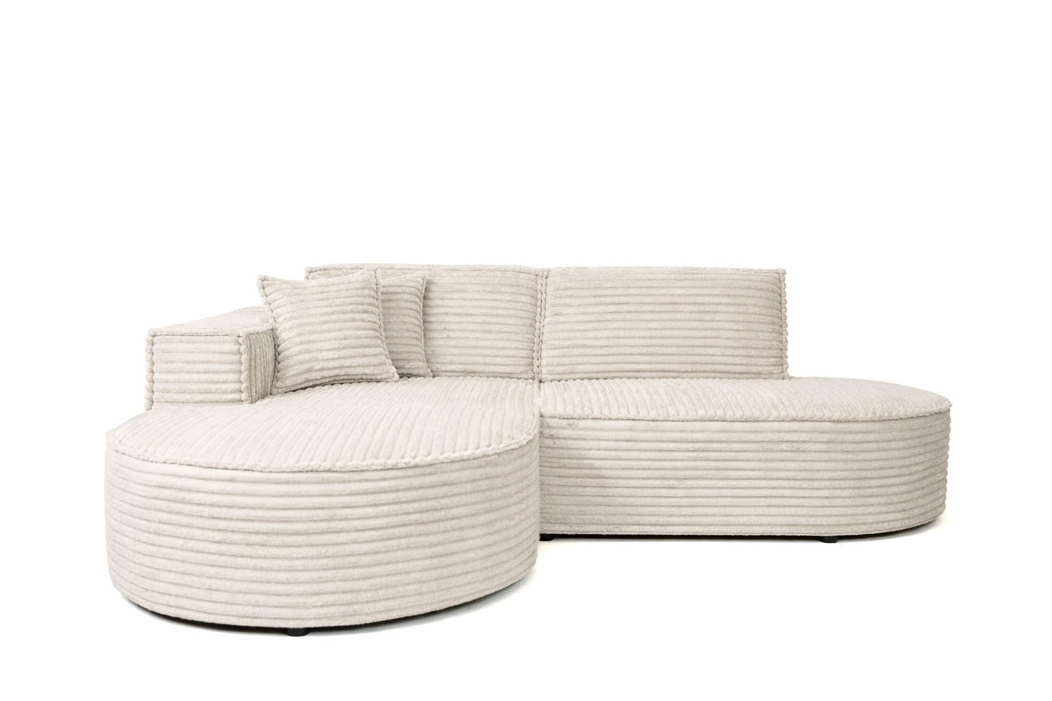 ECKSOFA L-Form, Cordstoff Velo, Ecru, Links, Modena Studio - Ecru, Holz (236/165cm) - Kaiser Möbel