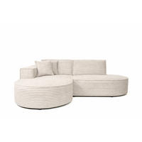 ECKSOFA L-Form, Cordstoff Velo, Ecru, Links, Modena Studio - Ecru, Holz (236/165cm) - Kaiser Möbel