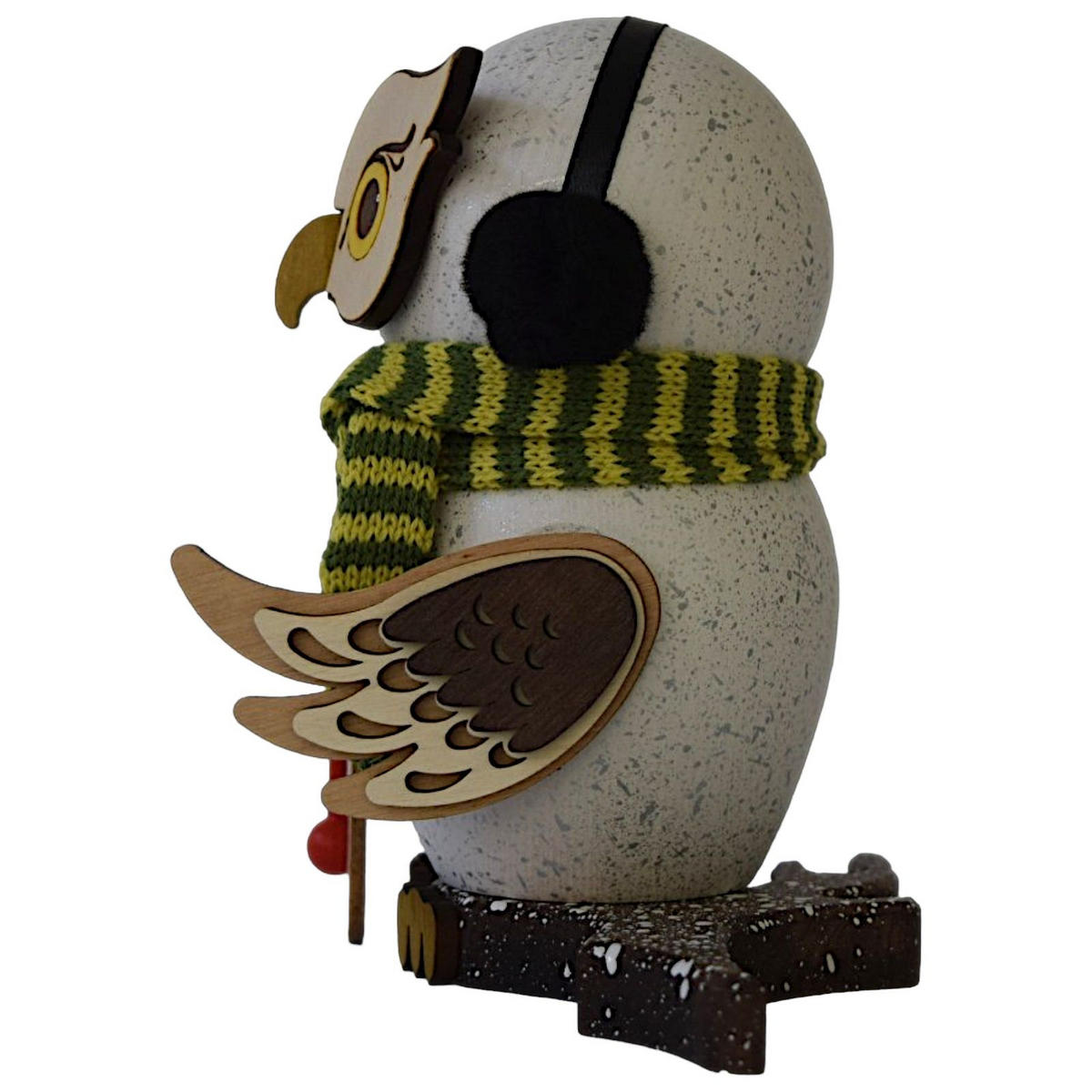 RAUCHFIGUR Eule Schnee-Eule mit Thermometer 15 cm - Multicolor, Holz (10/15/10cm)