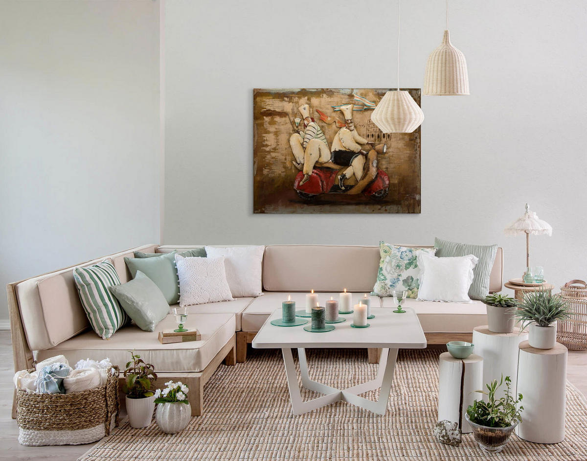 METALLBILD Rot 100/70 cm - Beige/Rot, Metall (4.6/70cm) - KUNSTLOFT