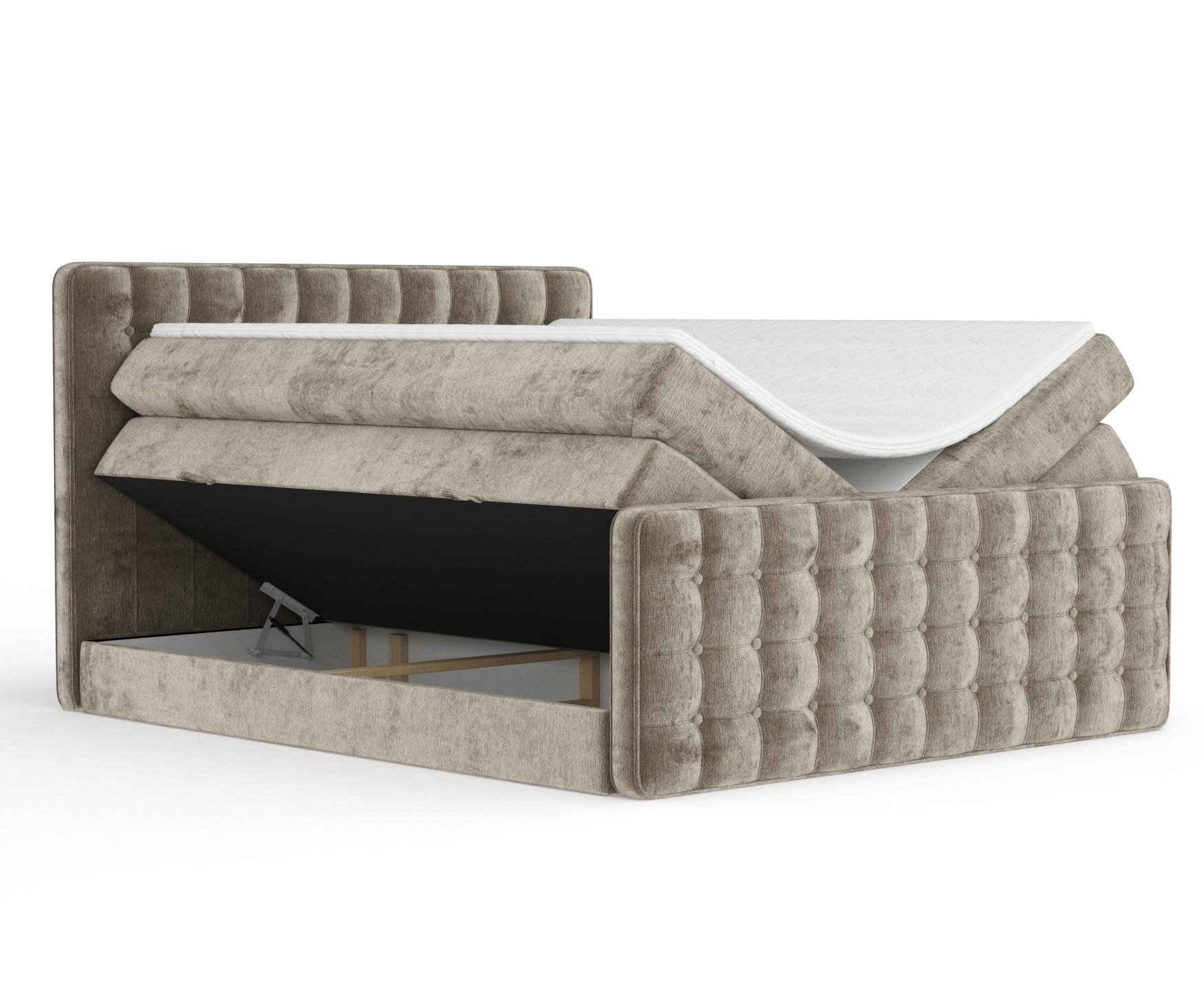 BOXSPRINGBETT Velouria Beige 140/200 cm - Beige/Schwarz, Holz/Holzwerkstoff (140/200cm) - Maison de Reve