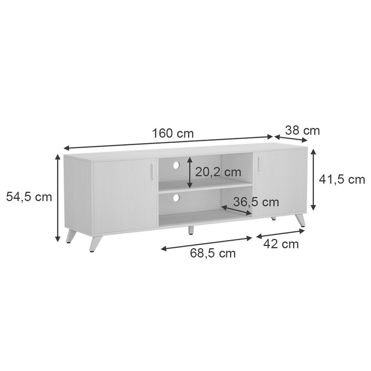 LOWBOARD Maceio Weiß 160 x 54.5 cm mit 2 Türen - Weiß, Holzwerkstoff (160/54.5/38cm) - Vicco