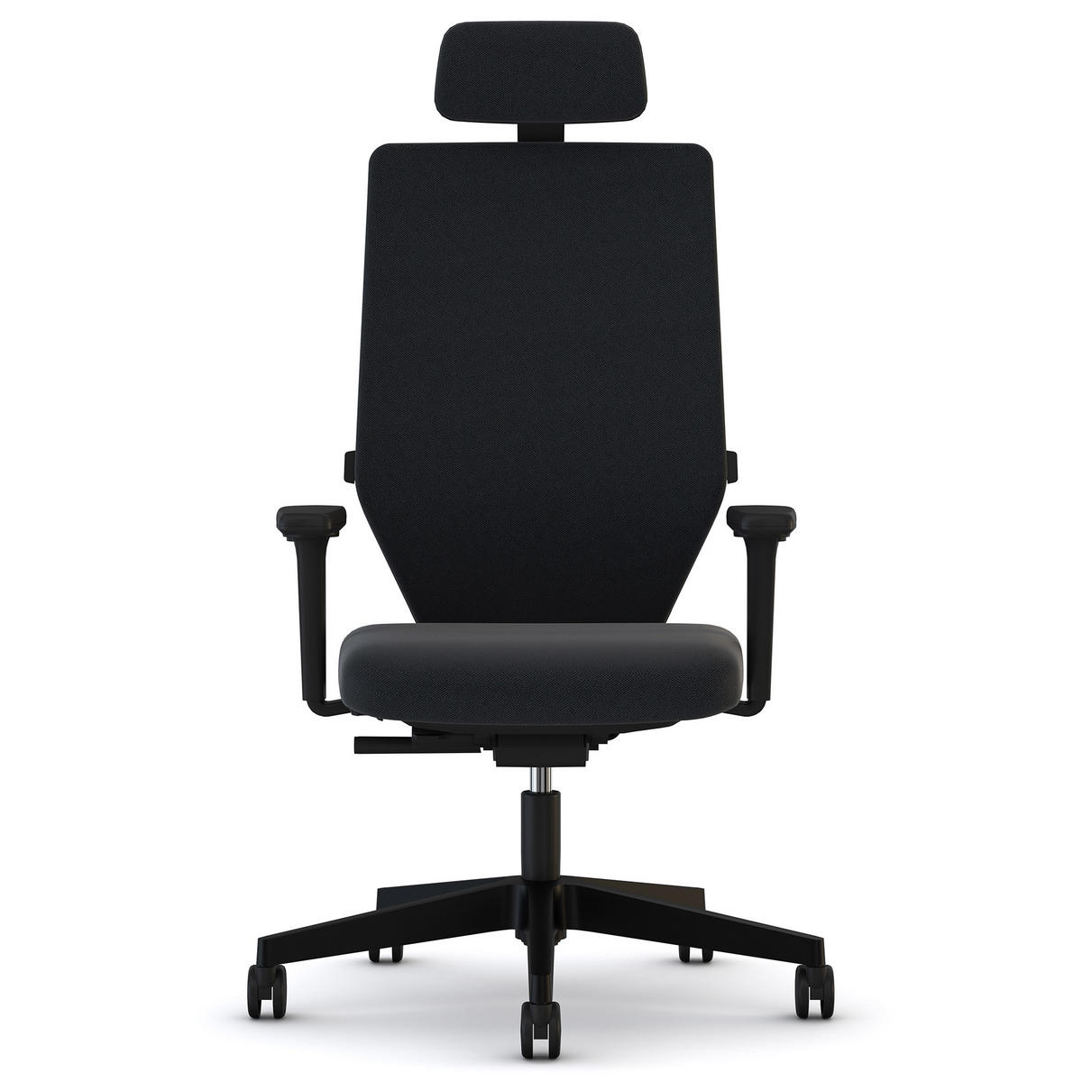 DREHSTUHL Bürostuhl Streamo mit Polsterrücken und Kopfstütze wie Sitz Schwarz Ergonomischer Polsterrücken - Schwarz, Textil (48/132/45cm) - ASSMANN