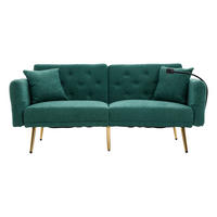 SOFABETT 2-Sitzer mit verstellbarer Rückenlehne & USB-Anschlüssen Chenille Smaragd 173/78/78 cm - Dunkelgrün, Textil (173/78/78cm) - OKWISH