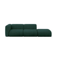 SOFA Ottomane Links MIRA-S3 296x89x70 Grün Velours - Dunkelgrün/Schwarz, Holzwerkstoff/Kunststoff (296/70/89cm) - ALTDECOR