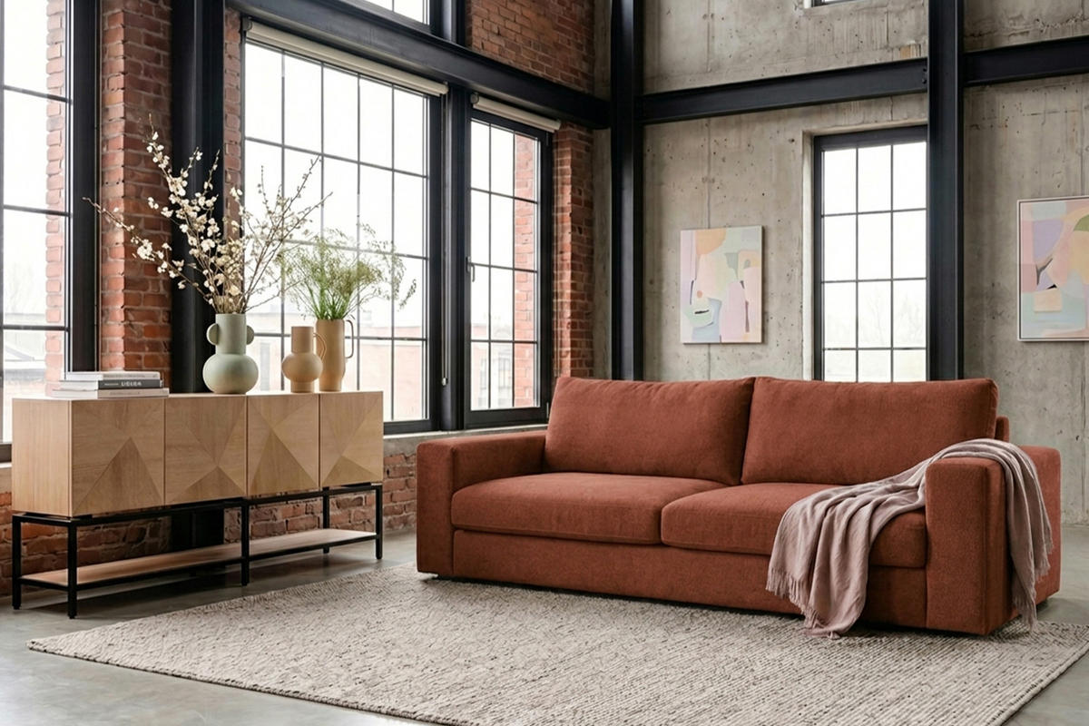 SOFA AMINA Braun Flachgewebe - Dunkelbraun/Schwarz, Buchenholz/Textil (228/82/101cm) - KAWOLA