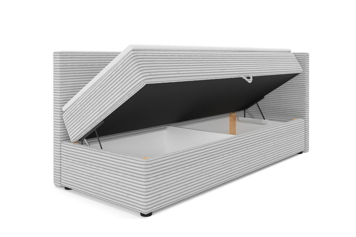 BOXBETT ROBERTO 100/200 in Cord Hellgrau H3 rechts - Hellgrau, Holz/Holzwerkstoff (100/200cm) - Deine Möbel 24