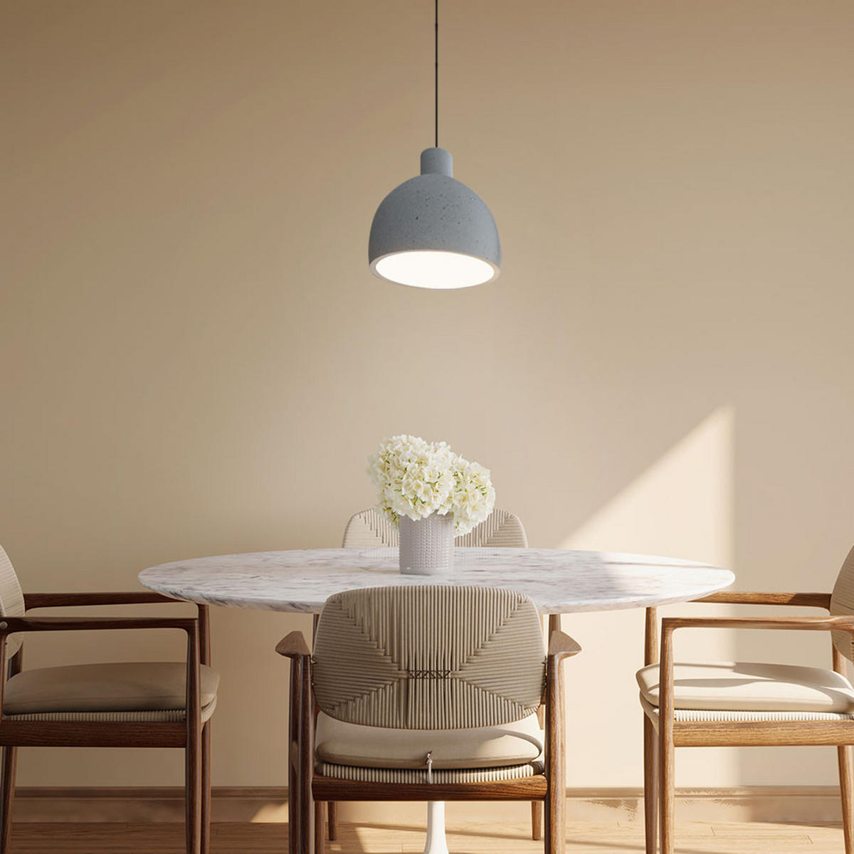 LED HÄNGELEUCHTE Beton Weiß Kuppel - Weiß, Stein (28/28/100cm)