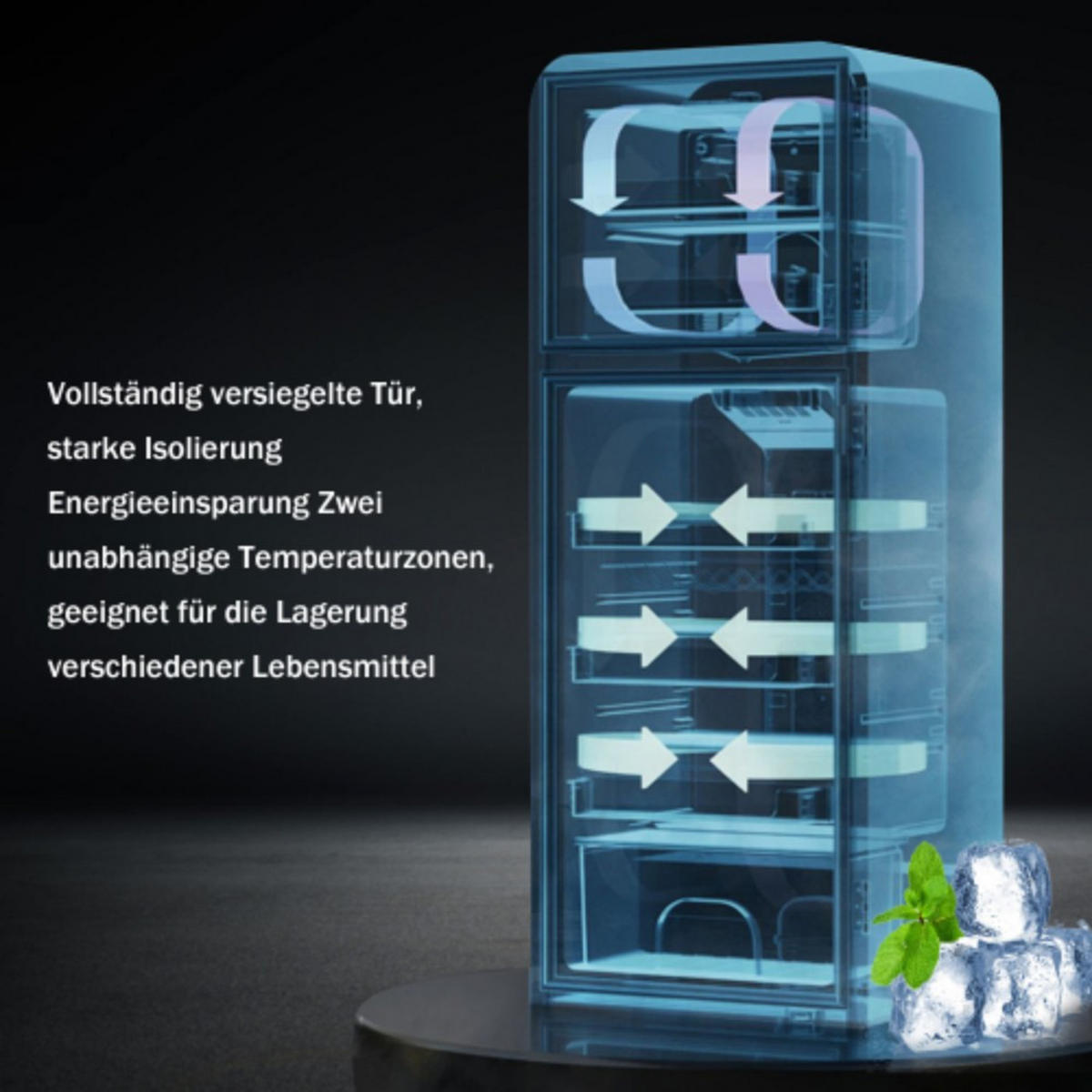 MINIKÜHLSCHRANK Antikgelb 88.8/45.5/42.5 cm 60L - Dunkelgelb, Kunststoff/Metall (45.5/42.5/88.8cm)
