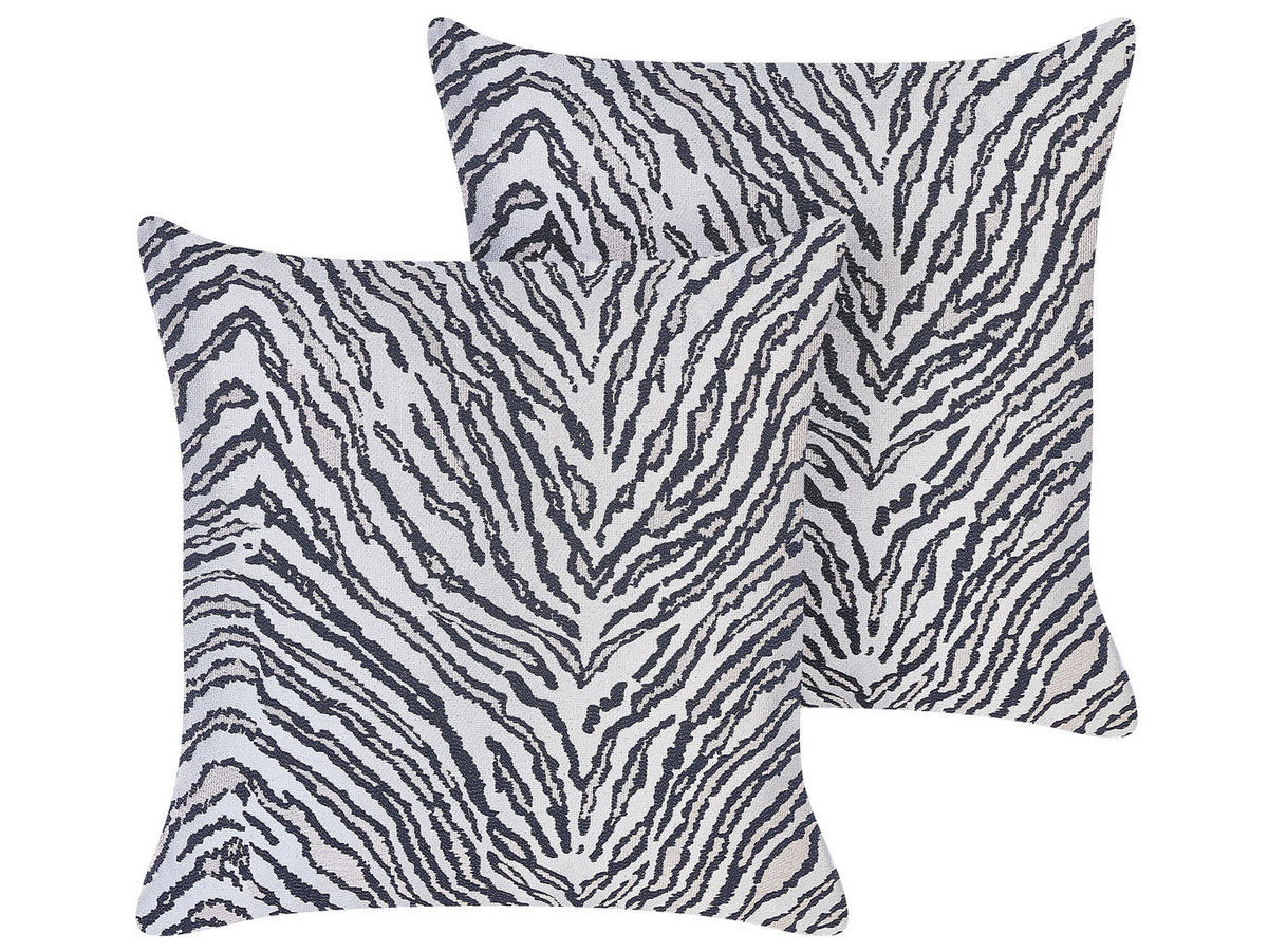 DEKOKISSEN 2er-Set Schwarz 45/45 cm Manetti - Schwarz, Textil (45/45cm) - Beliani