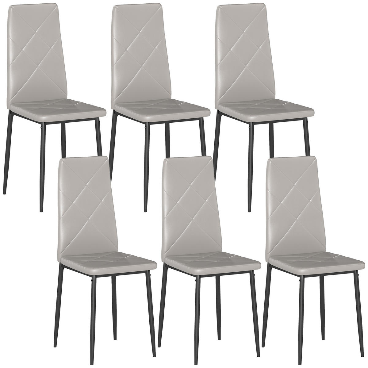 STÜHLE Grau 6 Stück - Grau, Leder (41/97/50cm) - GiPP