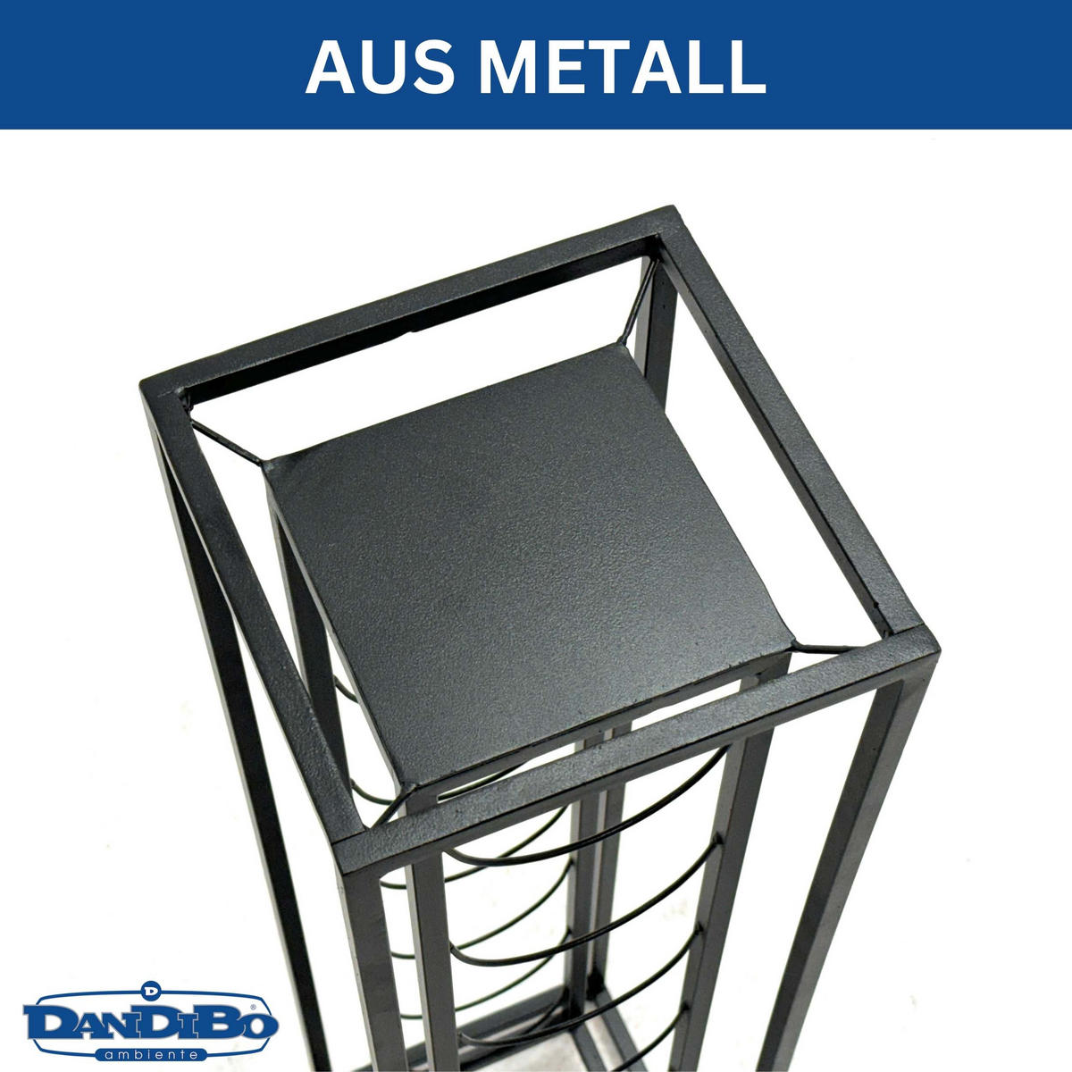 WEINREGAL Metall Schwarz Stehend Diamant 80 cm - Schwarz, Metall (22/82/22cm) - DanDiBo