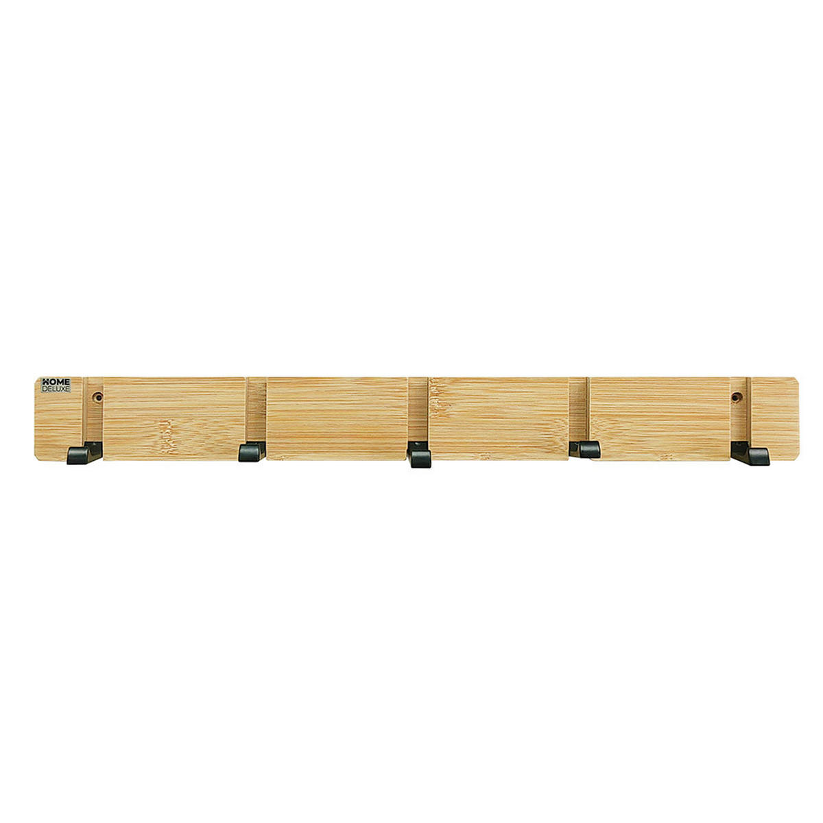 GARDEROBENLEISTE HOOK inkl. Haken und Magnete - Bambus - 5 x Haken - Naturfarben, Holz (50/5.5/2cm) - Home Deluxe