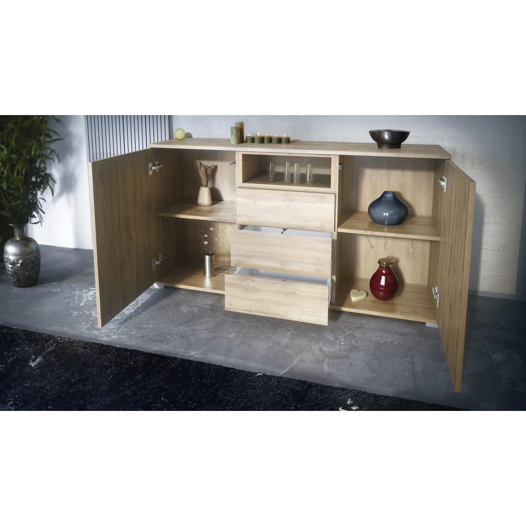 Thumbnail - Vladon Sideboard, Graphit, Holzwerkstoff, 138.5x75.5x35 cm, Wohnzimmer, Kommoden & Sideboards, Sideboards