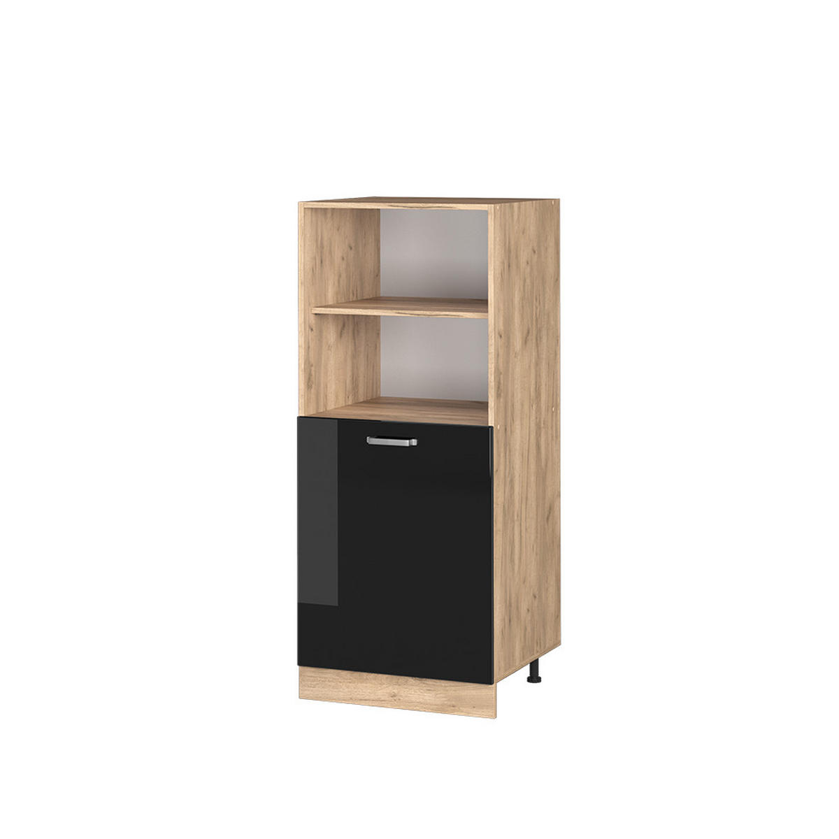 HERDUMBAUSCHRANK R-Line Schwarz Hochglanz 60 cm - Honigeiche/Schwarz Hochglanz, Holzwerkstoff (60/143/57cm) - Vicco