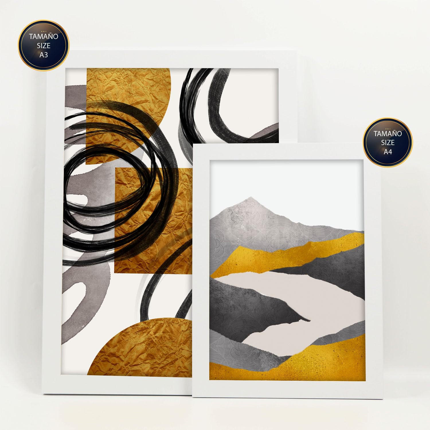 POSTER Set Mit 6 Gattung Nature 2 In Kulissen Abstracts Ästhetische Dekorative Gemälde Für Ihr Wohnzimmer, Schlafzimmer, Zuhause A3 & A4 Weißer Rahmen - Weiß, Papier (29/3cm) - Nacnic