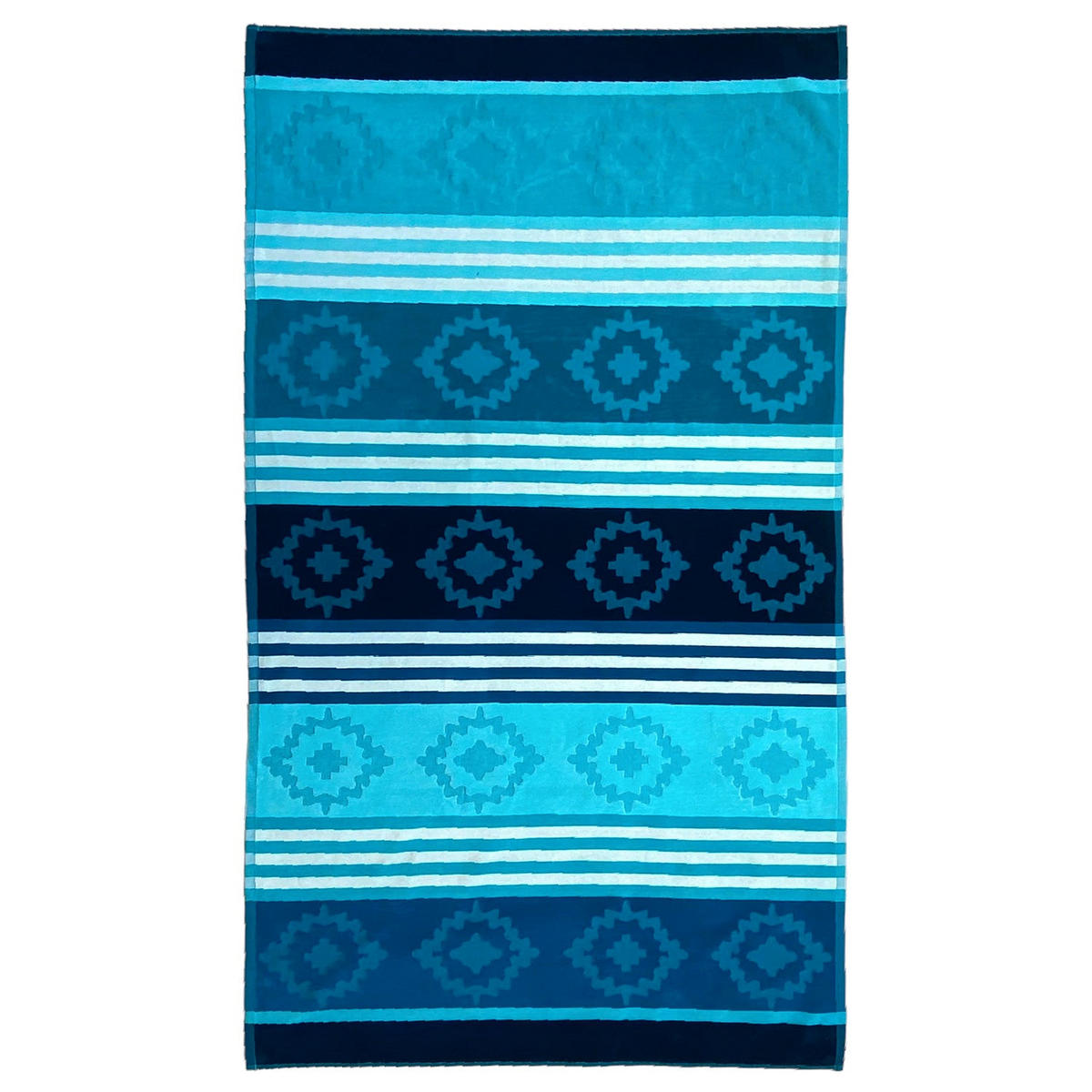 STRANDTUCH Frottee Velours Jacquard Ziseliert Razao 90x170 340g/m² - Blau, Textil (90/170cm) - LE COMPTOIR DE LA PLAGE