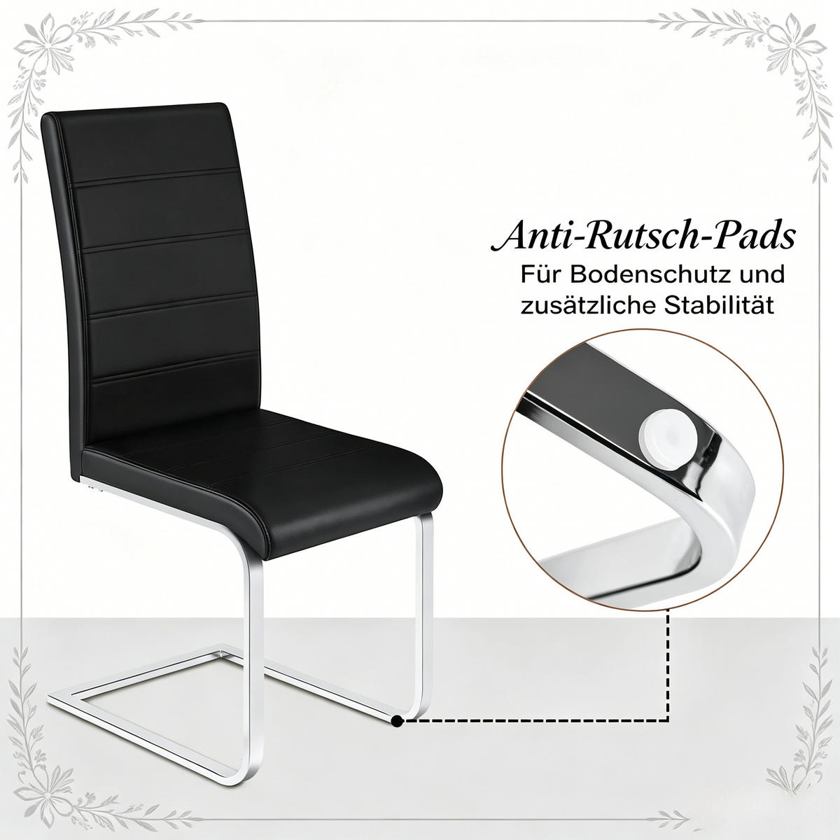 SCHWINGSTUHL DE-36176 2er-Set mit PU-Bezug Schwarz - Schwarz, Metall (51/100/40cm) - ComfortXL