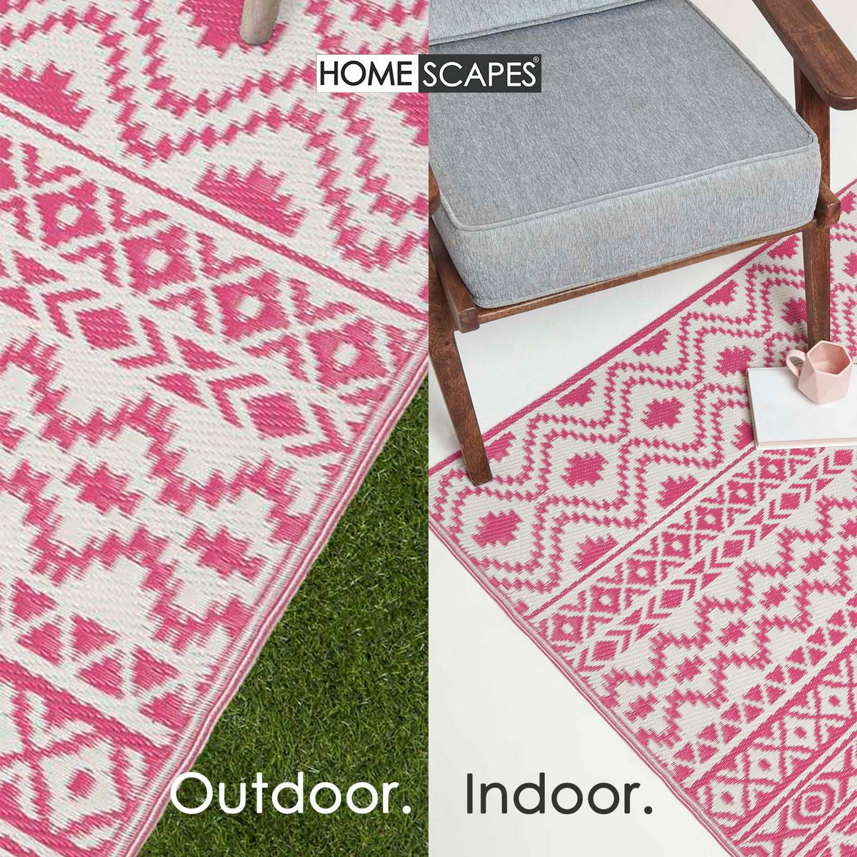 OUTDOORTEPPICH Tia mit Ethno-Muster 180/270 cm - Pink, Kunststoff (180/270cm) - Homescapes