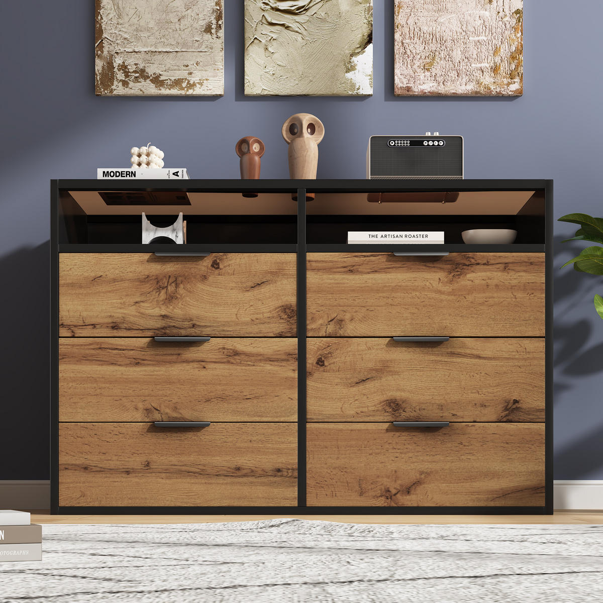 SIDEBOARD Braun und Schwarz 120/40/80 cm - Braun, Glas/Holzwerkstoff (40/80/120cm) - Urban Meuble