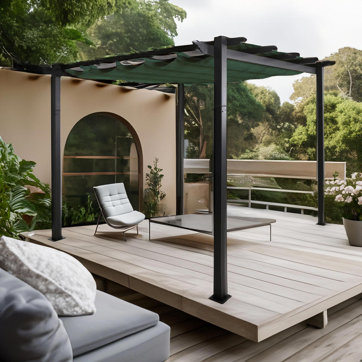 PERGOLA Aluminium 3x3m Grün - Grün, Metall (300/240/300cm) - BERLINLODGE