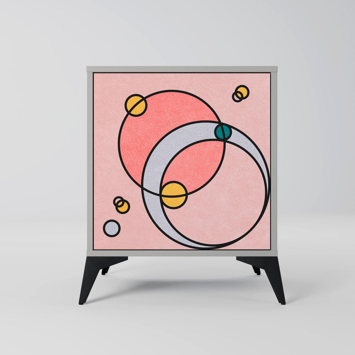SIDEBOARD GOSSAMER ECHOES, Grau, 57,5x42x77,5 cm, Schräge Buchenholzfüße - Buchefarben/Multicolor, Holzwerkstoff/Buchenholz (57.5/77.5/42cm) - SpaceRebels