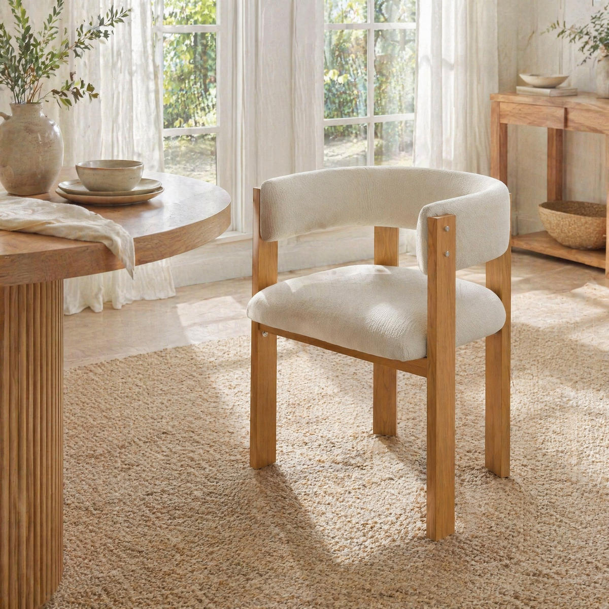 WOHNZIMMER STÜHLE mit Polsterung 4tlg Esszimmerstuhl Eisenbeine - Beige/Naturfarben, Textil (54.5/72.5/44cm) - EVRYAE