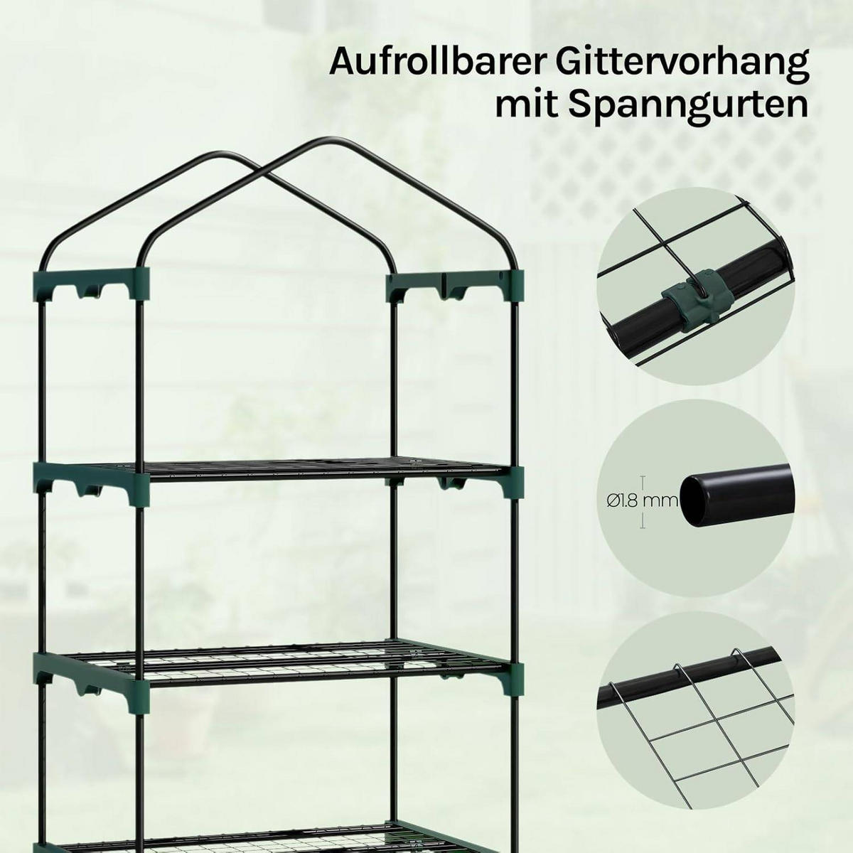 GEWÄCHSHAUS, Winterfest stabil platzsparend, 69 x 158 x 49 cm - Weiß, Textil/Metall (70/158/50cm) - Woltu