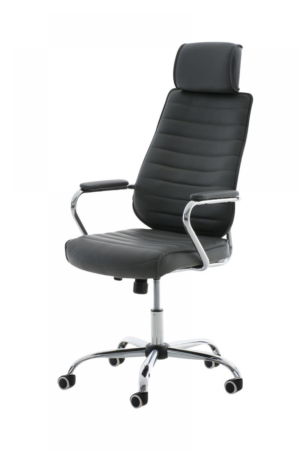 CHEFSESSEL Lederlook grau - Chromfarben/Grau, Textil/Metall (60/117/67cm) - CLP