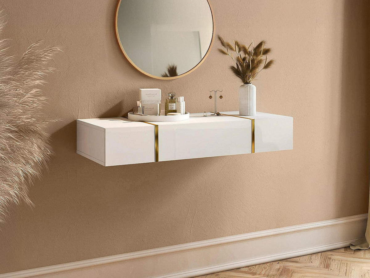 KONSOLENTISCH - 120 cm x 41 cm - Holz, Platte - Weiß, Goldfarben - MARZIALO - Goldfarben/Weiß, Holz (41/120/20cm) - Vente-Unique