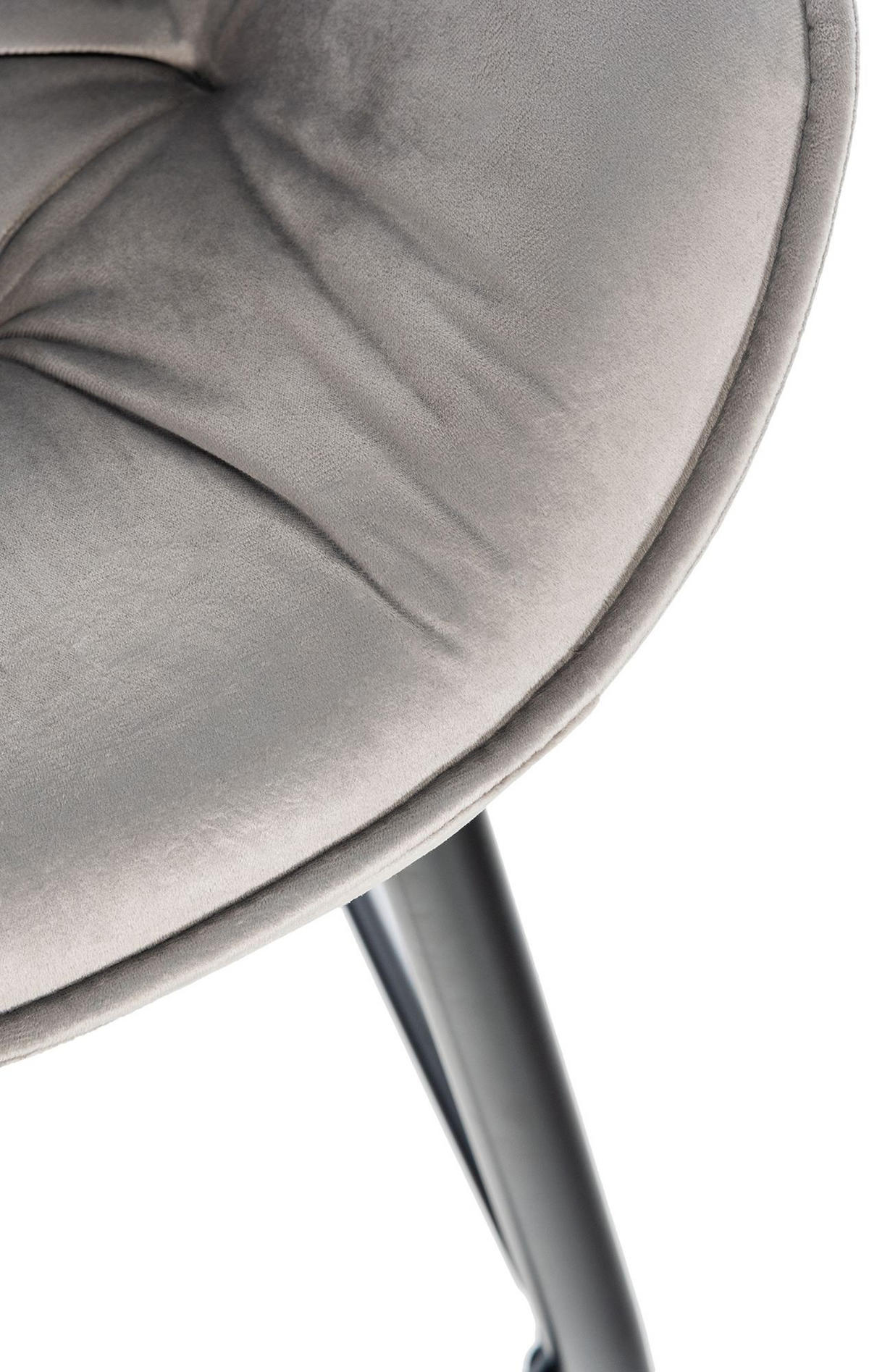 BARHOCKER Samt grau - Schwarz/Grau, Textil/Metall (54/103/57.5cm) - CLP