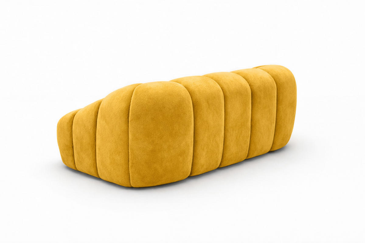 SOFA 2-Sitzer modular, Veloursstoff Bluvel, Golden, CROISSANT - Goldfarben, Holz (200/72/115cm) - Kaiser Möbel