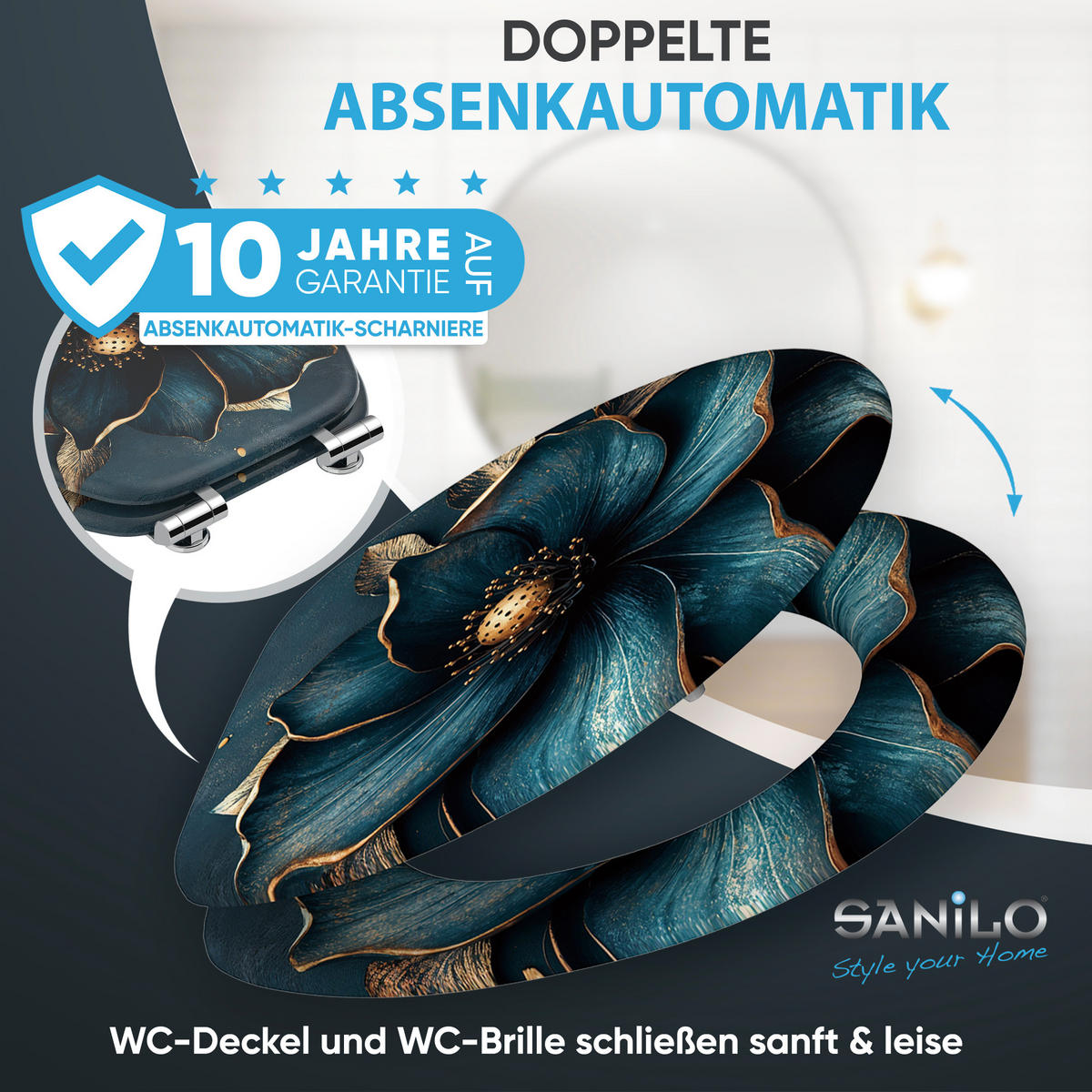 WC Sitz mit Absenkautomatik Bellezza - Blau, Holzwerkstoff (38/6/47cm) - Sanilo