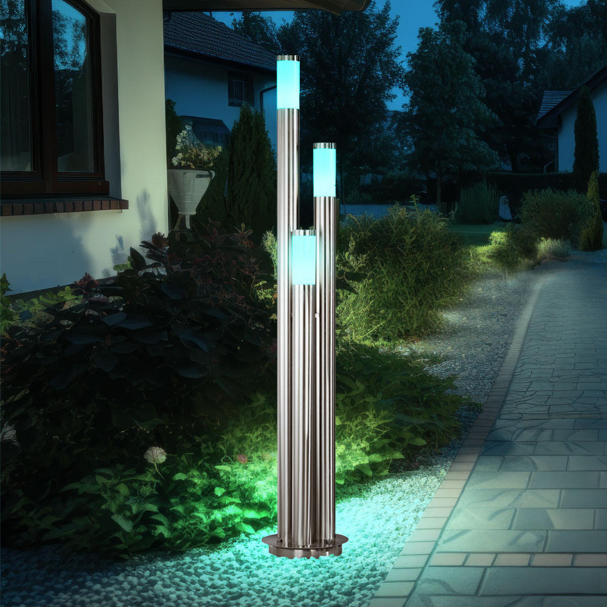 RGB LED STEHLEUCHTE Edelstahl Silber - Silberfarben, Metall (28/28/170cm) - Globo Lighting