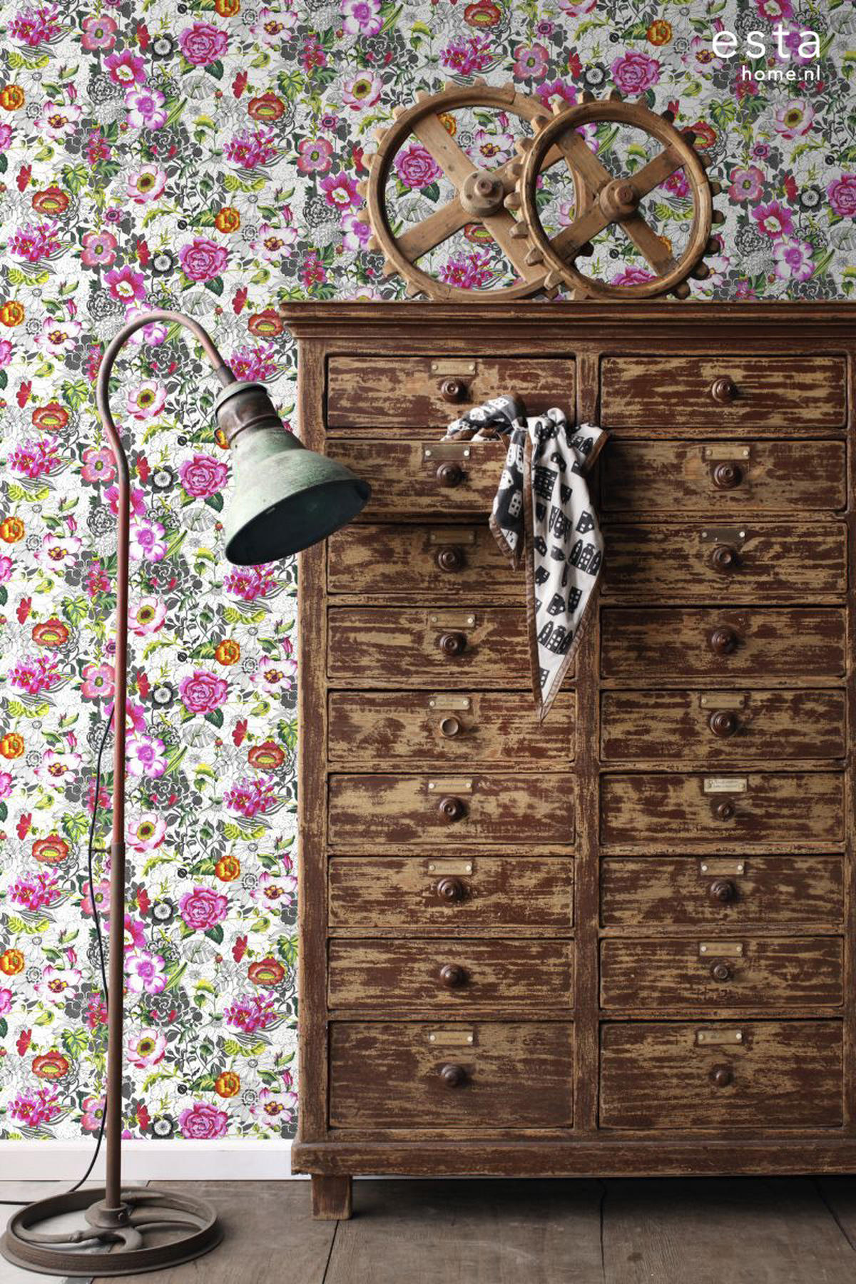 XXL-VLIESTAPETE funky Blumen 50 x 900 cm - Pink, Papier (50/900cm) - ESTAhome