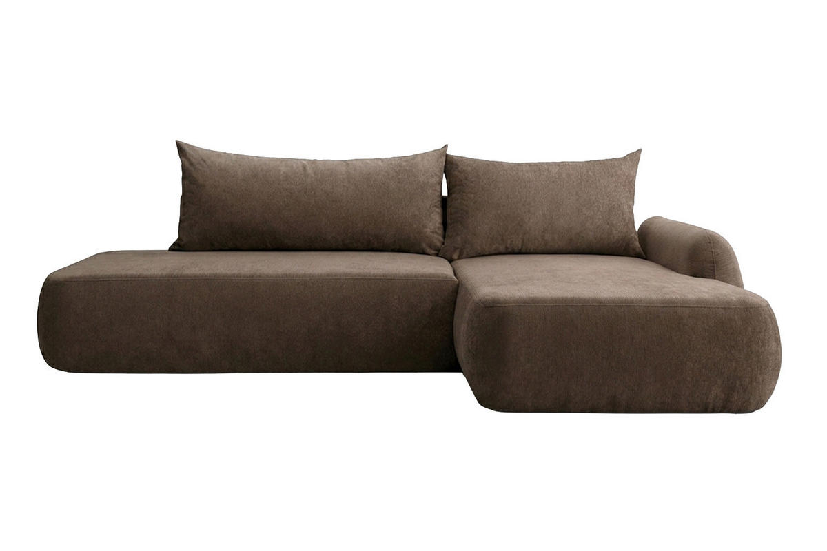 ECKSOFA Mit Schlaffunktion Und Bettkasten, Velvet-Stoff Vena, Dunkelbeige, Rechts, HELA I - Beige, Holz (302/184cm) - Kaiser Möbel
